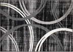 Rugshop Modern Wavy Circles Design Accent Rug, Carpet with Jute Backing for Entryway, Kitchen, or Pet Area, Black, 2' x 3'