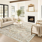 6x9 Area Rug for Living Room Washable 6x9 Non-Slip Modern Rugs for Bedroom Dinning Room Ultra-Thin Indoor Brown Pink