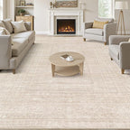 6x9 Area Rugs Living Room: Washable Large Vintage Beige Rug Neutral Non-Slip Soft Stain Resistant Indoor Carpet for Bedroom Nursery Dining Room Under Table Bed Home House Office Playroom