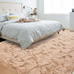 Beglad Shag Rugs for Living Room, Beige Area Rugs 5x7 Feet Upgrade Anti-Skid Modern Minimalist Style Memory Foam Rugs for Bedroom, Indoor Carpet Suitable for Boys Teens Room Decor