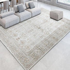 7x9 Area Rugs for Living Room,Thin Washable Rug, Non-Slip Foldable Area Rug for Bedroom, Dining Room, Home Office, Cream