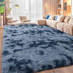 Upgrade Non-Slip Plush Rugs for Living Room, Soft Shaggy Carpets for Living Room, Fuzzy Rugs for Kids' Room, Perfect Decor for Modern Home New Blue Grey 5x7Feet