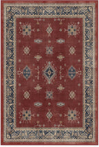 RUGGABLE Washable Vintage Area Rug – Verena Amber Red 4x6, Stain-Resistant, Non-Slip – Medium Machine Washable Rugs for Living Room, Bedroom, Hallway, Entryway & Office–with Cushioned Pad