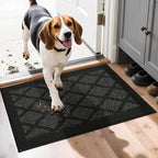 COSY HOMEER Non-Slip Door Mat 20"x32", Entryway Rugs Low Profile Absorbent Dirt Trapper Doormat for Front Entrance, Washable Polypropylene Entry Mat (Black)