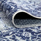 Bloom Rugs Washable Non-Slip 12 ft Runner - Blue/Ivory Traditional Runner for Entryway, Hallway, Bathroom, and Kitchen - Exact Size: 2.5' x 12'