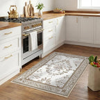 SOULFUL Medium Pile 3x5 Area Rug - Soft Underfoot Small Entryway Rug - Brown Boho Floral - Washable Non-Slip - Perfect for Living Room Bedroom Foot Kids Room Reading Nook