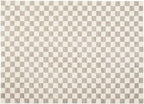 Revival Rugs Gambit 6'7"x9' Checkered Rug Washable Area Rug for Living Room Bedroom - 100% Recycled Oeko-TEX Certified, Medium Pile, Gray, Beige