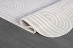 Beverly Rug Modern Geometric Area Rug 5x7 Low-High Pile Durable Soft Abstract Curved Indoor Rugs for Living Dining Room Office Stain Resistant Non Shedding Casual Indoor Carpet Beige White 5 x 7