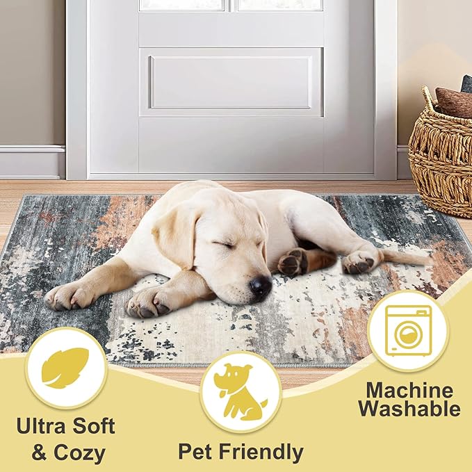 COMSLE Door Mat Soft Absorbent Indoor Front Entryway Rug Machine Washable Entrance Mats for Muddy Paws Non Slip Throw Rugs 32" x 48" Doormat for Inside Foyer Bedroom - Yellow