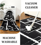 YIHOUSE Black Modern Geometric Area Rug 5x7, Black and White Rug with Abstract Rectangular Patterns,Non-Shedding Washable Rugs for Bedroom, Home Office and Small Living Room