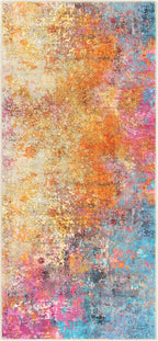 Lahome Modern Abstract Runner Rug - 2x4.3 Colorful Kitchen Long Bathroom Rugs Non Skid Laundry Room Mat, Rainbow Slip Machine Washable Carpet for Bedroom Entryway Doorway 2' x 4.3'