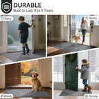 Front Door Mat 17''x30'', Non Slip Absorbent Muddy Dirt Resist Washable Low-Profile Indoor Doormat, Welcome Entryway Door Mats, Grey