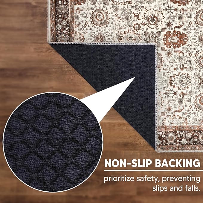 Keen Home Design 2x3 Rug - Machine Washable Entry Rug with Non-Slip Backing, Ideal for Enteryway, Kitchen, Bathroom, Laundry Room - Vintage, Easy Clean, Durable, Low Pile - (2' x 3')