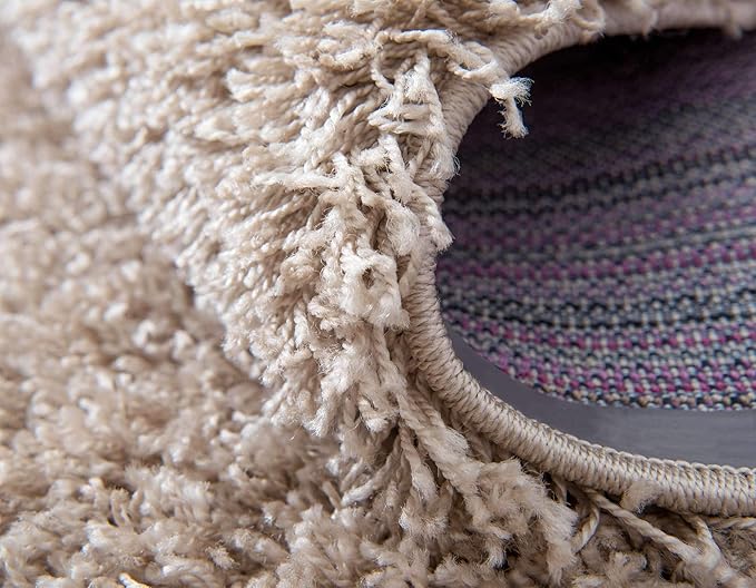 Unique Loom Solid Shag Collection Area Rug (2' x 6' 5" Runner, Taupe)