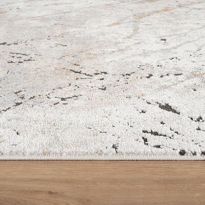 Rugshop Drifted Marble Abstract Area Rug Durable, Kid & Pet Friendly Gray, Ivory, Neutral Tones 5' x 7' Great for Living Rooms, Home Offices, or Breakfast Nooks