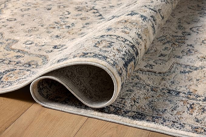 Loloi Teagan Collection TEA-01 Natural/Lt. Grey 2'-8" x 4' Accent Rug, Large, Soft Neutral Rug, High-Traffic for Living Room, Bedroom, Home Office, Dining Area