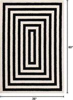 Abani Contemporary Black & Ivory 3' x 5' Area Rug, Contrasting Geometric Modern Stripe Symmetrical Living Room Carpet Rugs