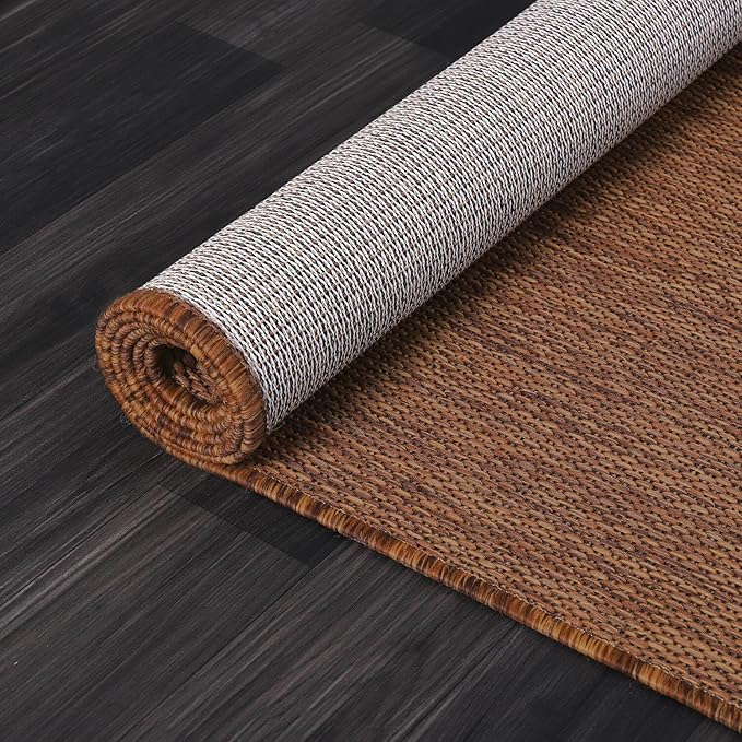 CAMILSON Outdoor Rug 5x7 Modern Area Rugs for Indoor and Outdoor Patios and Porches - Waterproof, Washable, Non-Shedding, Easy-to-Clean Outside Carpet (5 x 7, Solid - Gold)
