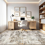 7x9 Area Rug Living Room: Washable Large Abstract Neutral Modern Soft Rugs Stain Resistant Indoor Floor Non-Slip Accent Carpet for Bedroom Nursery Playroom Dining Room Office Dorm Home- Brown Yellow