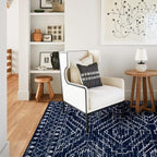 Wonnitar Moroccan 8x10 Rug Living Room Area Rugs, Washable Blue Bedroom Rug, Non-Slip Large Soft Non-Shedding Ultra-Thin Farmhouse Boho Throw Carpet for Dining Table Office Mudroom (Blue,8'x10')