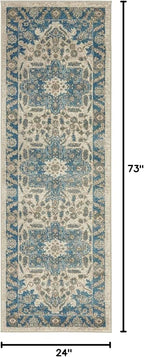 Unique Loom Salzburg Collection Classic Traditional Design Oriental Inspired Border Area Rug (2' 0 x 6' 0 Runner, Beige/Blue)