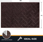 PURRUGS Easy Care Area Rug 4ft x 6ft, Non-Slip Machine Washable Entry Rug, Dog Door Mat, Stain Resistant Accent Rug for Hallway, Bedroom, Living Room and Mudroom, Brown