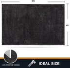PURRUGS Easy Care Area Rug 6ft x 9ft, Non-Slip Washable Entryway Rug, Stain Resistant Accent Rug for Hallway, Living Room, Bedroom and Mudroom, Charcoal