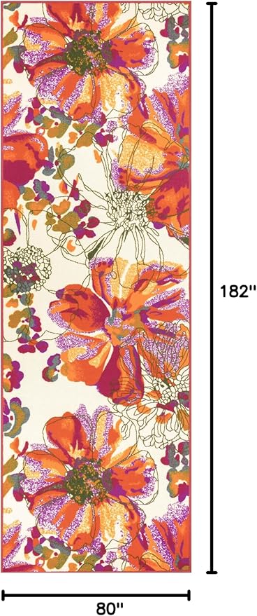 Rugshop Multi Bright Flowers Non Slip Non-Shedding Runner Rug for Hallway, Kitchen and Entryway, 2'7" x 6'