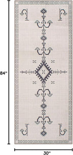 GLN Rugs Contemporary Collection - Machine Washable Area Rug, Contemporary Washable, Non Slip, Low Pile Chenille Rug, Living Room, Bedroom, Kitchen Rug (2'6" x 7' Cream/Anthracite)