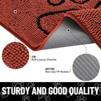 Smiry Dog Door Mat for Muddy Paws, Absorbent Dirt Trapper Non Slip Quick Dry Washable Chenille Mat for Mud Dogs, Entry Rug for Indoor and Outdoor (48x30 Inches, Maple Red and Black)