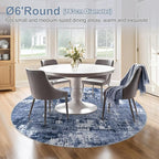 6ft Round Area Rug Living Room Rugs - 6x6 Washable Large Soft Indoor Neutral Modern Abstract Low Pile Rug Carpet for Bedroom Dining Room Farmhouse Home Office - Navy Blue