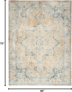 Nourison Home Astra Machine Washable Beige Blue 4' x 6' Area Rug - Easy Clean, Non Shedding, Bed Room, Living Room, Dining Room, Kitchen (4' x 6')