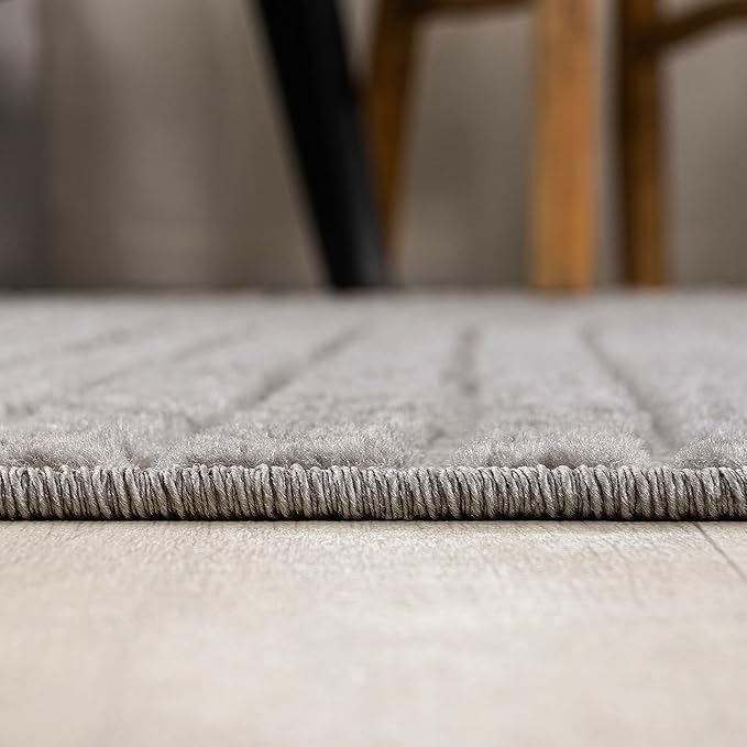 JONATHAN Y Hallie High-Low Curve Gray/Ivory Indoor/Outdoor Area Rug, 10x14, Minimalist, Pet Friendly, Non-Shedding, Stain Resistant, Hose-Washable for Backyard, Patio, Porch (SCN100A-14)
