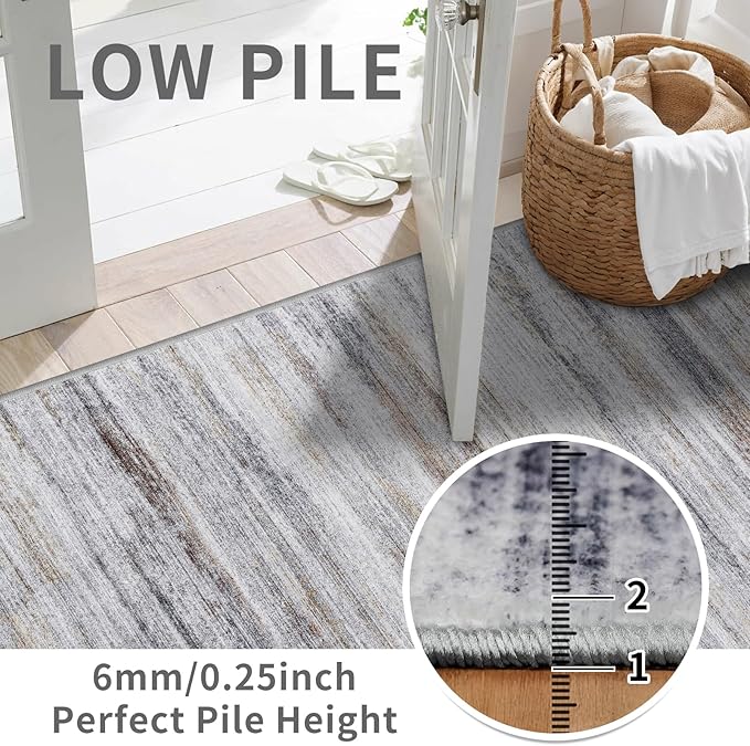 2x3 Small Washable Area Rug: Non-Slip Indoor Door Mat for Entrance Doorway Kitchen Bedroom Living Room - Abstract Farmhouse Throw Rug for Modern Home Decor Beige Grey