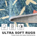 KILOCOCO Hallway Runner Rug 3x10 Runners for Hallways Washable Runner Soft Non Slip Printed Geometric Rubber Backed Low-Pile Rug Runners for Bedroom Kitchen Living Room Boho Rugs, Teal/Blue