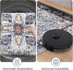 KOZYFLY Small Area Rug 2x3 Ft Rugs for Entryway Washable Boho Entry Rug Non Slip Door Mat Indoor Entrance Faux Wool Vintage Printed Kitchen Rug Throw Rugs for Entrance Kitchen, Blue Gray/Cream