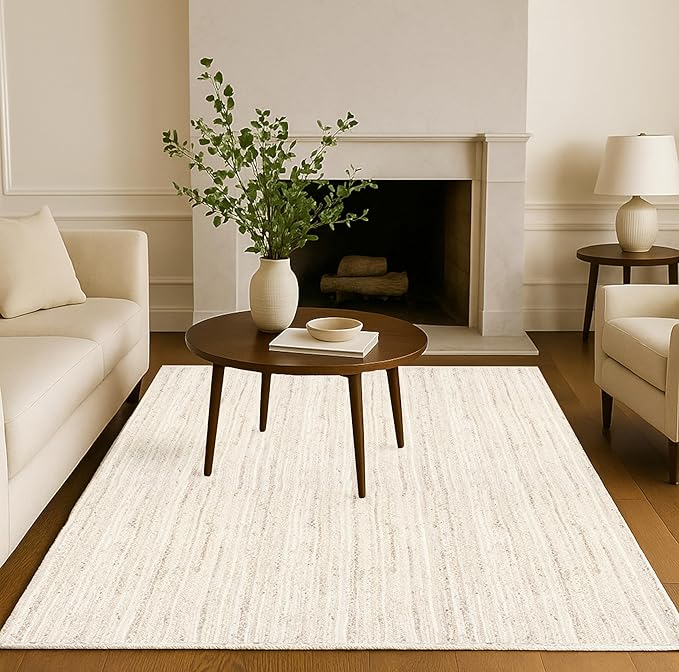 Hausattire Hand Woven Jute Braided Rug, 5'x8' – Off White, Reversible Boho Entry Area Rugs for Kitchen, Living Room I Farmhouse Indoor Outdoor Decorative Floor Rug, 60x96 Inches
