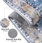 COMSLE Boho Runner Rug, 2' x 8' Washable Area Rugs for Hallway Faux Wool Small Kitchen Distressed Throw Rug Non-Slip Laundry Room Carpet Runner for Entryway Indoor Door Mat Bedroom