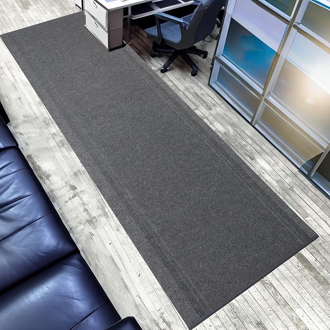 English Home Custom Size Non Slip Striped Design Light Weight Durable PVC Backing Thin Pile Runner Rug (36" x 12')