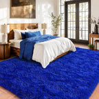 Blue Fluffy Area Rugs for Bedroom, Soft Shaggy Carpets for Living Room, Upgrade Anti-Skid Fuzzy Rugs for Kids' Room, Perfect Decor for Modern Home 5x7 Feet