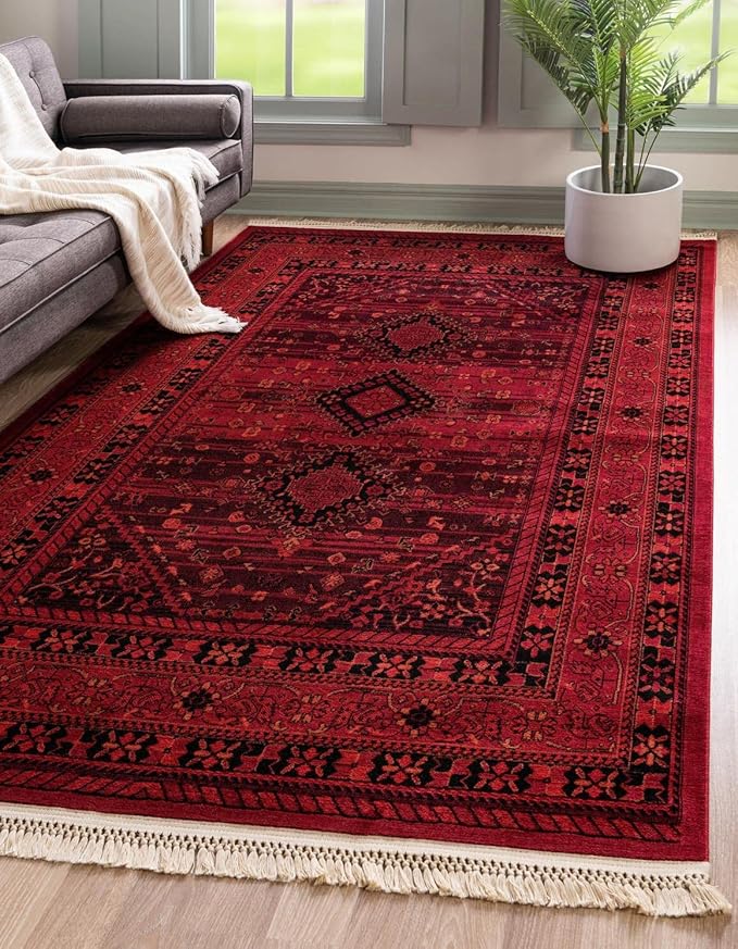 Unique Loom Tekke Collection Area Rug - Sheibani (3' 3" x 5' 3" Rectangle, Red/ Black)