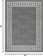 Antep Rugs Alfombras Modern Bordered 3x5 Non-Skid (Non-Slip) Low Profile Pile Rubber Backing Indoor Area Rugs (Gray, 3' x 5')