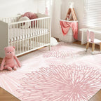 WITSHOCK Pink Rugs 8x10 for Bedroom Girls,Floral Modern Distress Print Pattern Carpet for Living Room Dining Room,Stain Resistant Anti Slip Backing Rugs for Kids Room Nursery Playroom,Light Pink