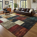 DweIke Large Modern Washable Area Rugs 8x10, Living Room Rug Non-Slip and Non-Shedding Large Rugs for Bedroom, Low Pile Indoor Rubber Backed Carpets for Dining Office Home Decor, Colorful