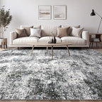 Area Rug Living Room Rugs - 10x11 Washable Large Soft Indoor Neutral Modern Abstract Low Pile Rug Carpet for Bedroom Dining Room Farmhouse Home Office - Grey