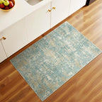 WITSHOCK Washable 2x3 Entryway Area Rug: Kitchen Rugs Runner Abstract Soft Floor Mat Non-Slip Stain Resistant Indoor Carpet for Bathroom Living Room,Teal Brown