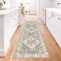 Enkor Runner Rugs for Hallway, 2x8 Washable Soft Non Slip Floor Rugs for Kitchen, Modern Mat for Living Room Bedroom Entryway Orange & Blue