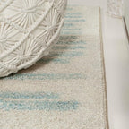 JONATHAN Y Khalil Modern Berber Stripe Cream/Turquoise Indoor Area Rug, 4x6, Contemporary, Bohemian, Easy-Cleaning for Living Room, Bedroom, Kitchen, Pet Friendly, Non-Shedding (MOH207B-4)