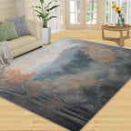 4x6 Autumn Forest Cafe Rug - Mountain Scenery Rugs for Bedroom Aesthetic, Oriental Charm Soft Comfortable Non-Slip for Offie Bedroom Study Boy Girl Room Hotel Dorm