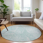 Addison Rugs Chantille ACN591 Aqua 8' x 8' Indoor Outdoor Round Rug, Easy Clean, Machine Washable, Non Shedding, Bedroom, Living Room, Dining Room, Kitchen, Patio Rug